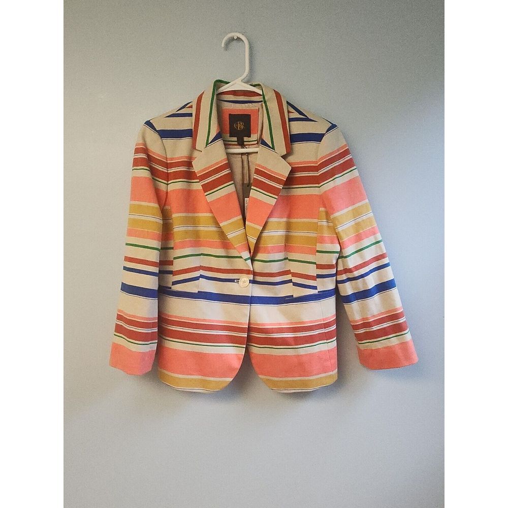 Outback Red Blazer Jacket The Limited Striped Career Preppy 3/4 Sleeve NWT